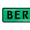 Short German Fun License Plate with Text "BERLIN" (green)