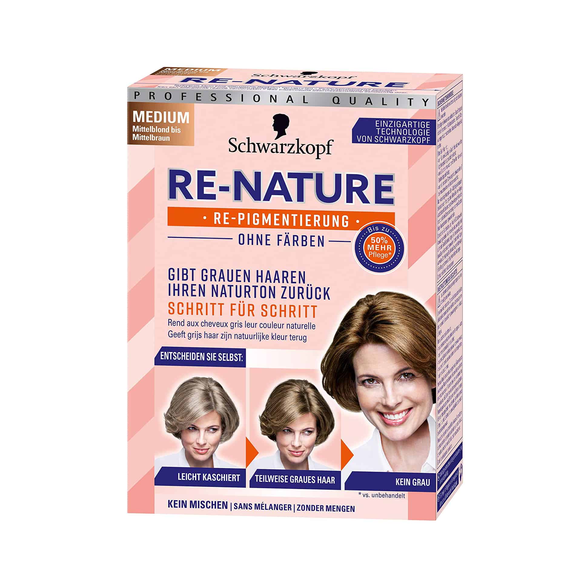 Re-Nature – Anti Gray Hair – Women's Natural Coloring Kit “WOMEN MEDIUM” Buy German