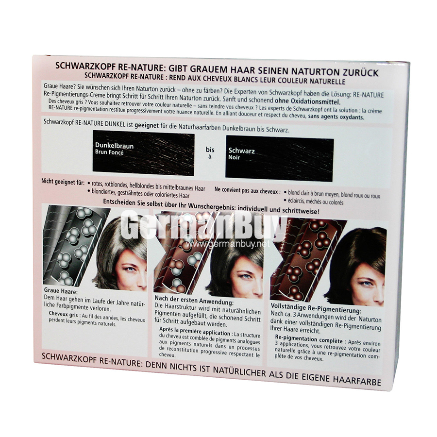 Schwarzkopf Re-Nature – Anti Gray Hair – Women's Natural Coloring Kit “WOMEN DARK” Brown/Black | German