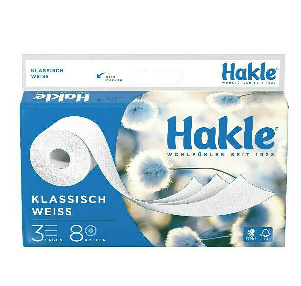 Hakle Classic White / German 1 | 8 Care per Rolls Buy Pack Paper of Soft Food Toilet Online Gentle / Pack