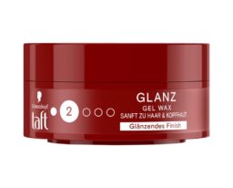 Schwarzkopf Taft Glossy Wax Gel in a red container with a shiny finish.