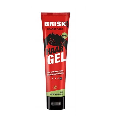 BRISK hair gel, styling gel with hop extract, hair care, 24-hour hold, cares and styles without sticking, men's care product from Germany