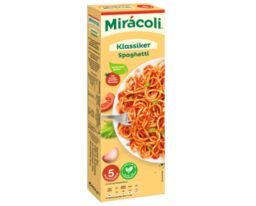 Mirácoli Spaghetti Classic box with an image of spaghetti on a plate.