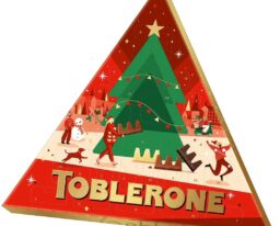 Toblerone Advent Calendar 2024 with festive design and chocolate treats.