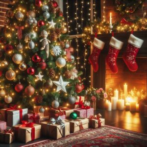 German Advent and Christmas decorations with candles and natural elements