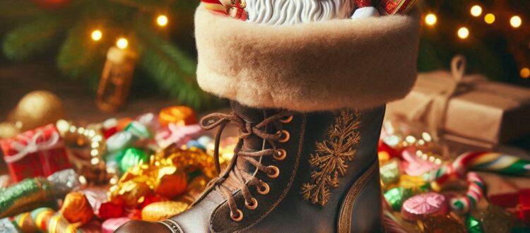 Filled boot with sweets for Nikolaustag, German tradition