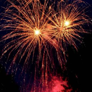 Fireworks lighting up the night sky in Germany during New Year's Eve celebrations.