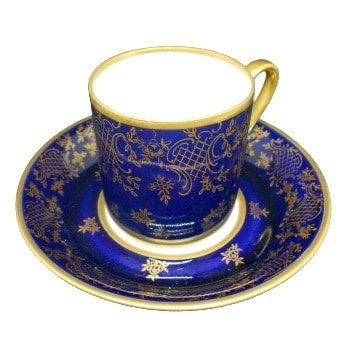 Reichenbach cobalt blue mocha cup and saucer made in GDR