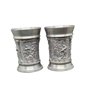 German 95 Zinn SKS Design Cup Pewter Tankard set of 2