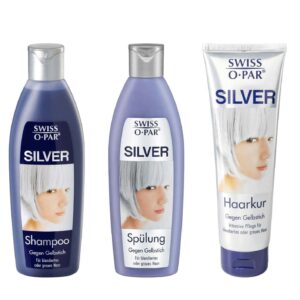Swiss o Par Silver Shampoo Conditioner Treatment against yellowness Set Kit