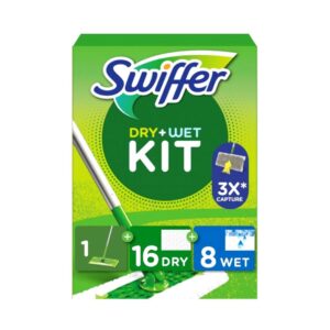 Swiffer Dry and Wet Floor Mop Starter Kit with 16 dry and 8 wet cloths